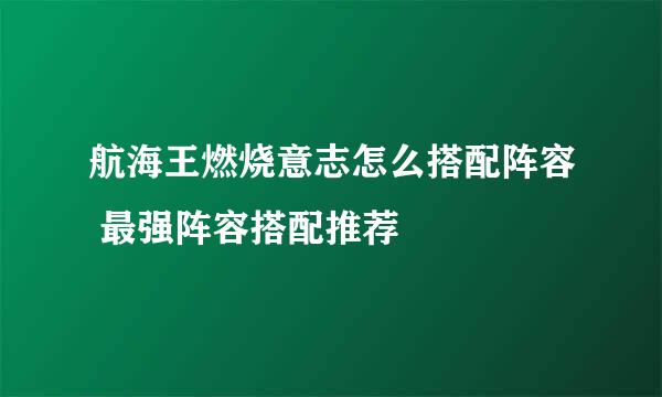 航海王燃烧意志怎么搭配阵容 最强阵容搭配推荐