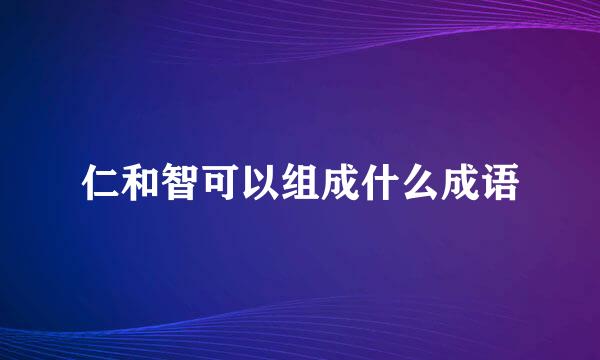 仁和智可以组成什么成语