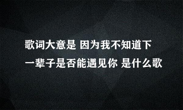 歌词大意是 因为我不知道下一辈子是否能遇见你 是什么歌