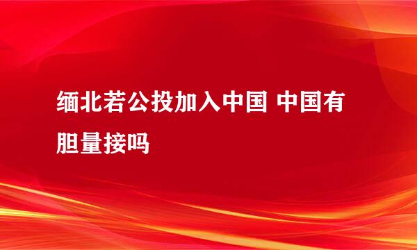 缅北若公投加入中国 中国有胆量接吗