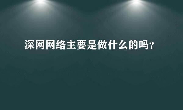 深网网络主要是做什么的吗？