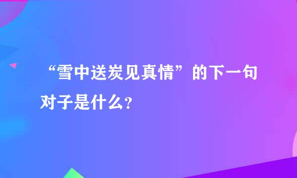 “雪中送炭见真情”的下一句对子是什么？