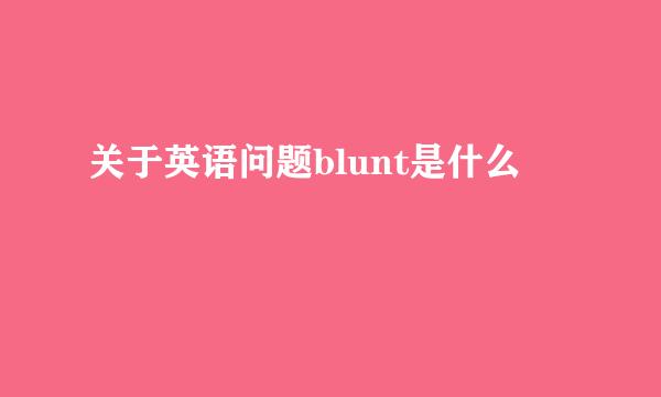 关于英语问题blunt是什么