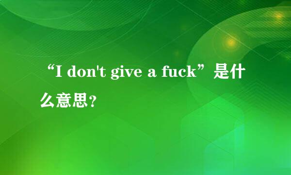 “I don't give a fuck”是什么意思？