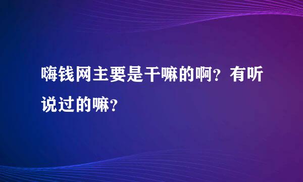 嗨钱网主要是干嘛的啊？有听说过的嘛？