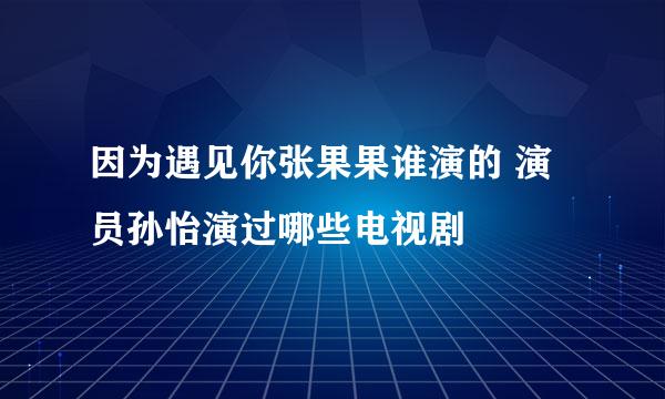 因为遇见你张果果谁演的 演员孙怡演过哪些电视剧