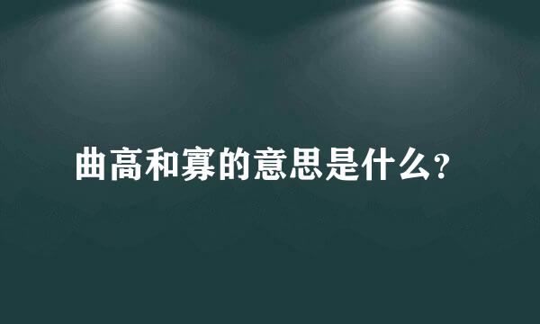 曲高和寡的意思是什么？