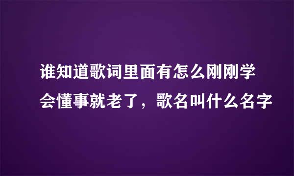 谁知道歌词里面有怎么刚刚学会懂事就老了，歌名叫什么名字