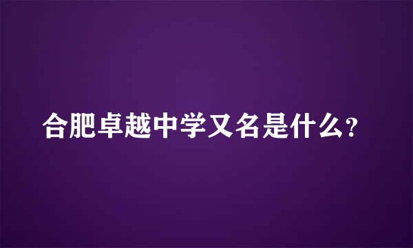 合肥卓越中学又名是什么？