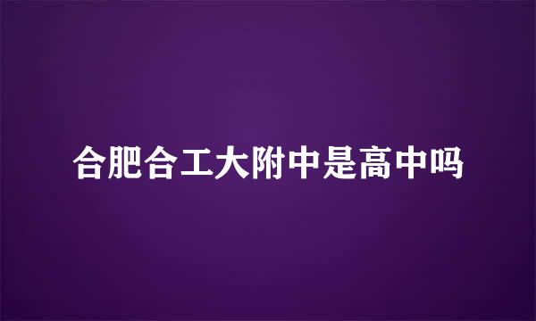 合肥合工大附中是高中吗