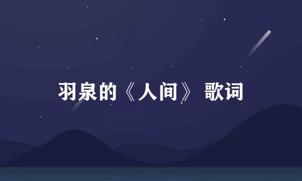 羽泉的《人间》 歌词