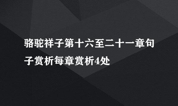 骆驼祥子第十六至二十一章句子赏析每章赏析4处