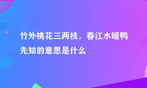 竹外桃花三两枝，春江水暖鸭先知的意思是什么