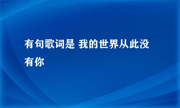 有句歌词是 我的世界从此没有你