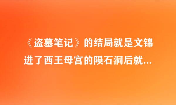 《盗墓笔记》的结局就是文锦进了西王母宫的陨石洞后就没了吗？