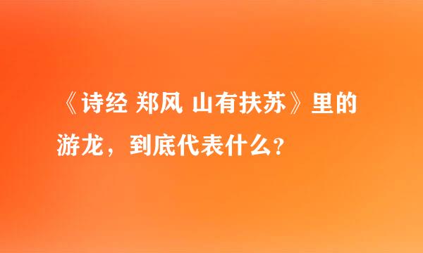 《诗经 郑风 山有扶苏》里的游龙，到底代表什么？