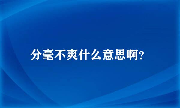 分毫不爽什么意思啊？