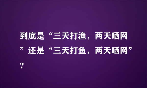 到底是“三天打渔，两天晒网”还是“三天打鱼，两天晒网”？