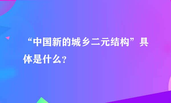 “中国新的城乡二元结构”具体是什么？