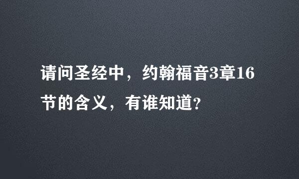 请问圣经中，约翰福音3章16节的含义，有谁知道？