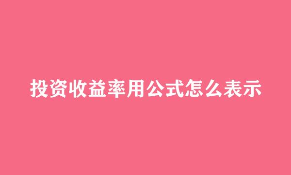 投资收益率用公式怎么表示