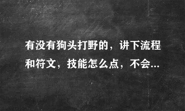 有没有狗头打野的，讲下流程和符文，技能怎么点，不会的就爬开，谢