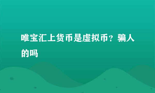 唯宝汇上货币是虚拟币？骗人的吗