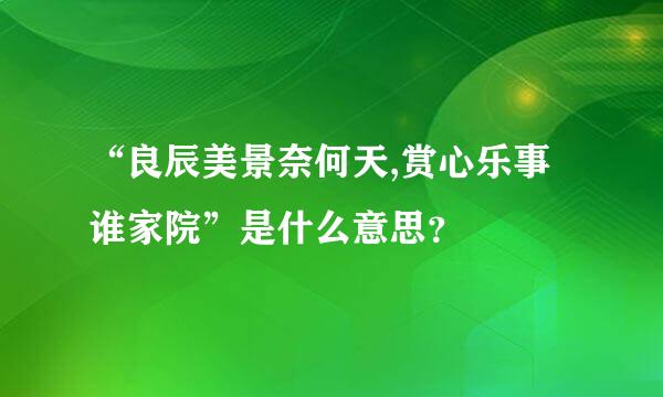 “良辰美景奈何天,赏心乐事谁家院”是什么意思？