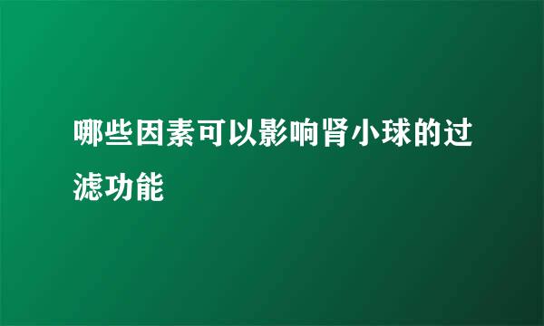 哪些因素可以影响肾小球的过滤功能