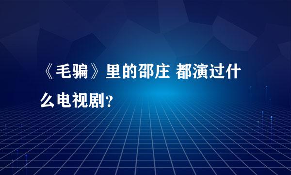 《毛骗》里的邵庄 都演过什么电视剧？