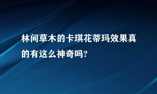 林间草木的卡琪花蒂玛效果真的有这么神奇吗?