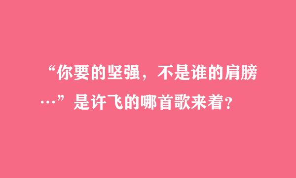 “你要的坚强，不是谁的肩膀…”是许飞的哪首歌来着？