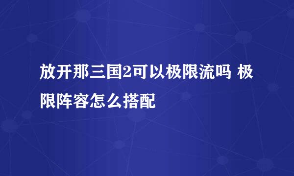 放开那三国2可以极限流吗 极限阵容怎么搭配