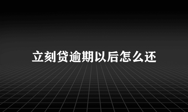 立刻贷逾期以后怎么还