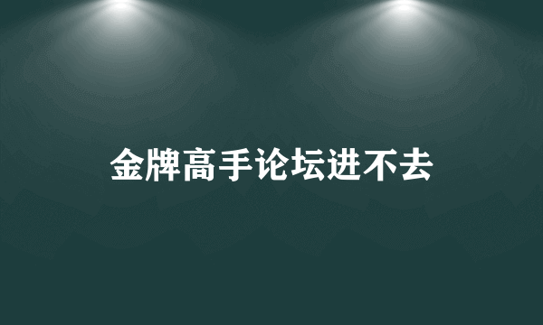 金牌高手论坛进不去