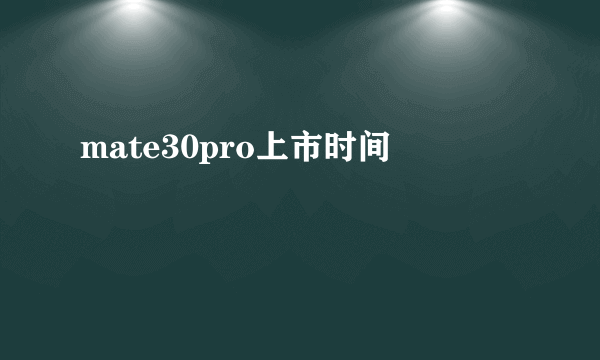 mate30pro上市时间