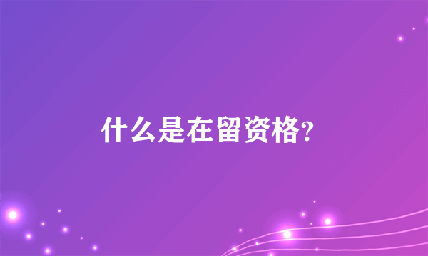 什么是在留资格？