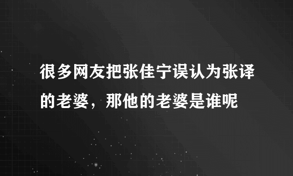 很多网友把张佳宁误认为张译的老婆，那他的老婆是谁呢