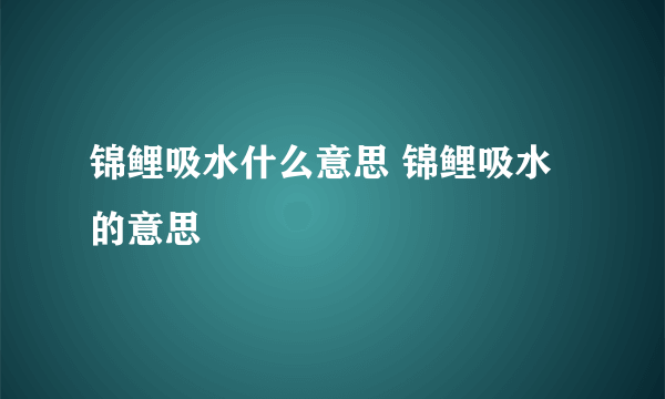 锦鲤吸水什么意思 锦鲤吸水的意思