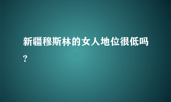 新疆穆斯林的女人地位很低吗?