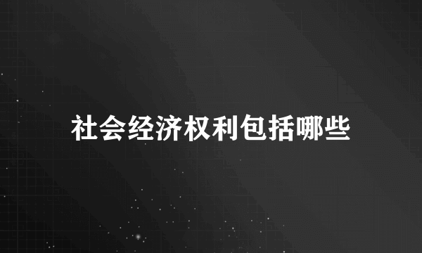 社会经济权利包括哪些