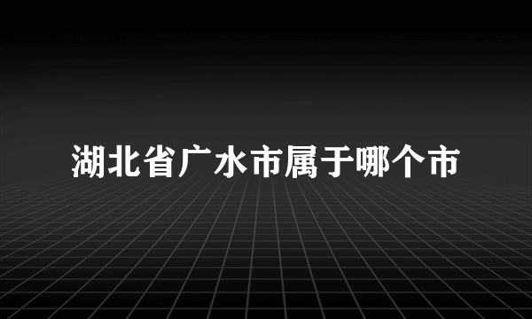 湖北省广水市属于哪个市