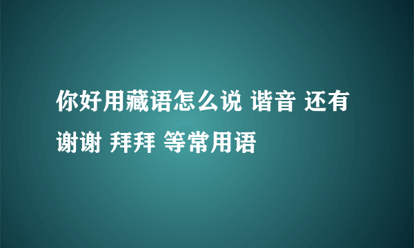 你好用藏语怎么说 谐音 还有谢谢 拜拜 等常用语