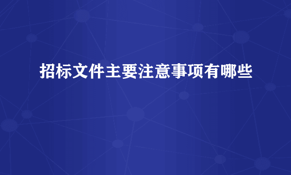 招标文件主要注意事项有哪些