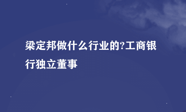 梁定邦做什么行业的?工商银行独立董事