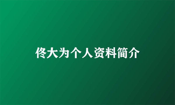 佟大为个人资料简介