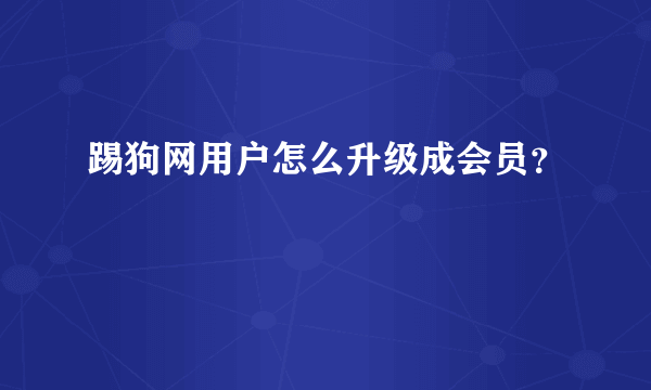 踢狗网用户怎么升级成会员？