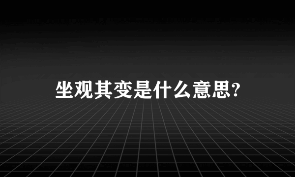 坐观其变是什么意思?