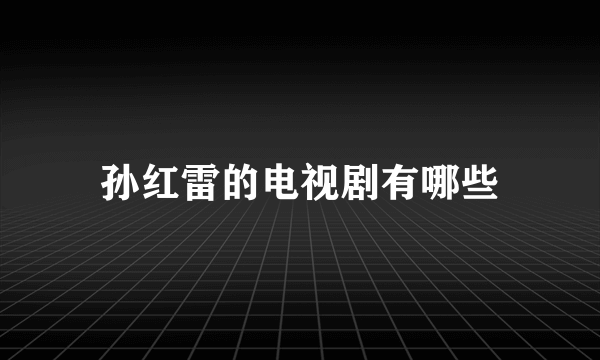 孙红雷的电视剧有哪些