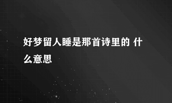 好梦留人睡是那首诗里的 什么意思